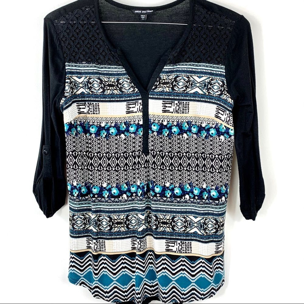 Unique Spectrum Black & Teal‎ Top
